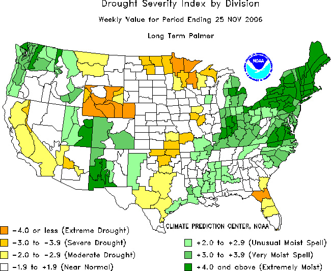 long-term drought severity index as displayed on this map