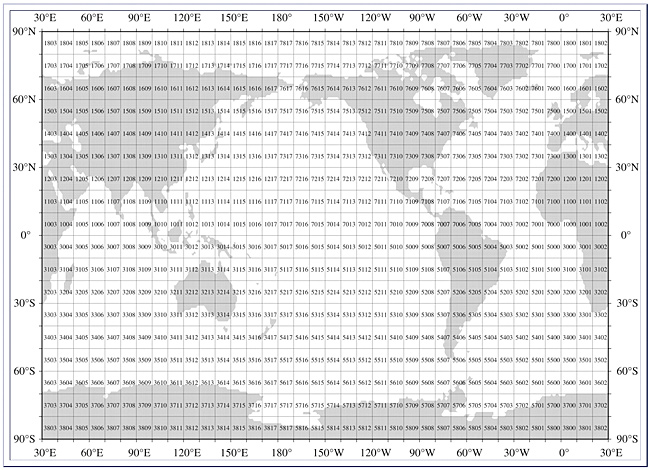 World Ocean Database by pre-sorted ten degree geographic areas=