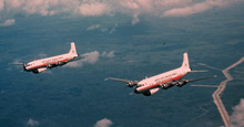 Weather Bureau acquired two DC-6 aircraft and first flew them during the 1960 hurricane season. Weather Bureau acquired two DC-6 aircraft and first flew them during the 1960 hurricane season.