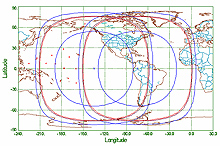 Two Geostationary satellite coverage areas. Two Geostationary satellite coverage areas.