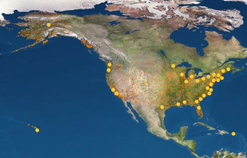 Map showing the 30 state Sea Grant programs