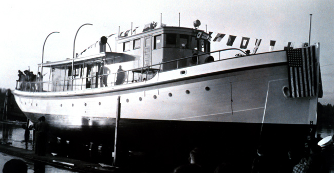 Launching of the Coast and Geodetic Survey ship E. LESTER JONES in 1940.