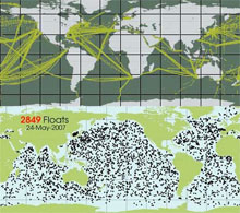 the distribution of nearly 3,000 Argo floats the distribution of nearly 3,000 Argo floats