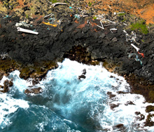 Aerial photo of marine debris along the South Point Aerial photo of marine debris along the South Point