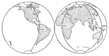 The three chief meridians (i.e. Pole-to-Pole geographic lines) The three chief meridians (i.e. Pole-to-Pole geographic lines)