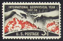 A stamp released by the United States during the 1957-1958 International Geophysical Year. A stamp released by the United States during the 1957-1958 International Geophysical Year.