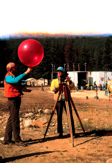 IMET Carl Gorski prepares to track a Pilot Balloon (PIBAL) IMET Carl Gorski prepares to track a Pilot Balloon (PIBAL)
