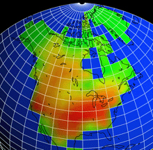 Climate prediction model - projects decreases in soil moisture over most mid-latitude continental areas during summer. Climate prediction model - projects decreases in soil moisture over most mid-latitude continental areas during summer.