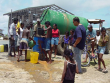 Drinking water distributed by trucks Drinking water distributed by trucks