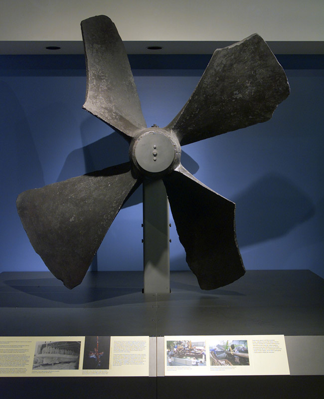 Monitor's propeller on display at The Mariners' Museum