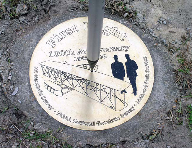 commemorative disk was set at Kill Devil Hills, North Carolina