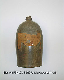 earthenware jug used as an underground mark in 1883