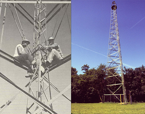 Bilby tower construction and a finished tower