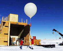 Launch of an ozonesonde attached to a high-altitude balloon from South Pole Launch of an ozonesonde attached to a high-altitude balloon from South Pole