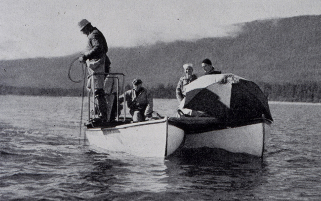 Lead line survey from a catamaran hull