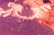 Surface weather map of Pacific frontal storm derived from TIROS I data. Surface weather map of Pacific frontal storm derived from TIROS I data.