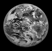 The first image from the GOES-13 spacecraft captured the Earth from space. The first image from the GOES-13 spacecraft captured the Earth from space.