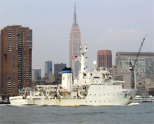 Ship surveying New York Harbor Ship surveying New York Harbor