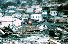 Tsunami damage at Kodiak, Alaska following the 1964 Good Friday earthquake. Tsunami damage at Kodiak, Alaska following the 1964 Good Friday earthquake.
