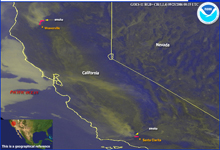 Image of two wildfires in California