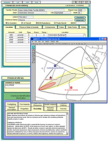 CAMEO windows display a listing of the chlorine stored at a water treatment facility